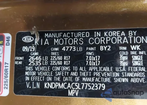 2020 Kia Sportage Lx z USA, uszkodzony, nr VIN KNDPMCAC5L7752379